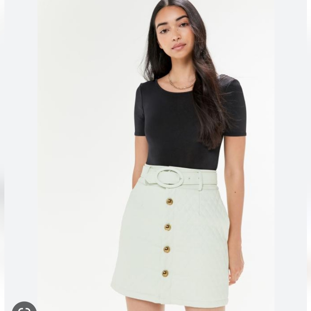 House of Sunny Mid Century Quilted Mint Green Mini Skirt Size 6